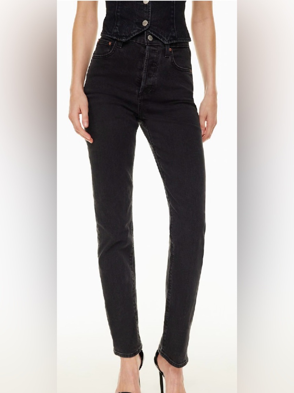 Denim Forum By Artzia Arlo High Rise Straight Jeans Black Eyeliner Wash Size 30